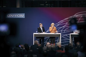 Julia Klöckner, Federal Treasurer of the CDU and Stefan Kooths, German economist, recorded at the