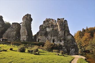 Externsteine in autumn, Teutoburg Forest, Horn-Bad Meinberg, North Rhine-Westphalia, Germany,