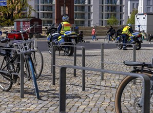 Traffic control, police officers of the motorised traffic squadron, Berlin, Germany, Europe