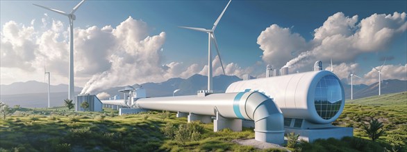 Hydrogen project pipeline bringing clean green ecologic energy, AI generated