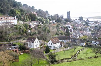 Morning view over houses in Minehead, Somerset, England, United Kingdom, Europe