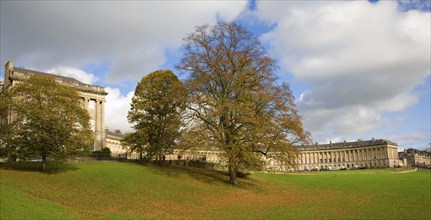 Autumn tree colours at The Royal Crescent, architect John Wood the Younger built between 1767 and