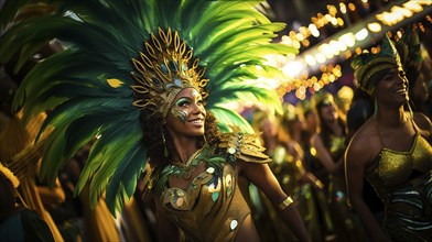 Captivating image capturing the essence of the Rio Carnival, showcasing a dancer adorned in an