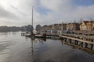 Harbour of Blokzijl, fog, Province of Overijssel, Netherlands