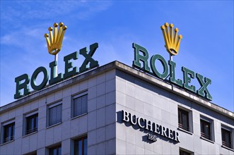 Rolex, advertising, lettering, neon advertising, logo, Frankfurt am Main, Hesse, Germany, Europe