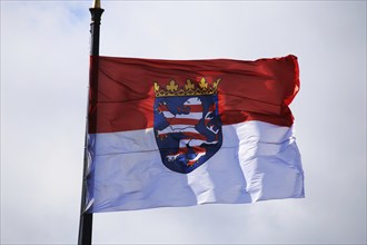 Flag of Hesse in the state capital Wiesbaden