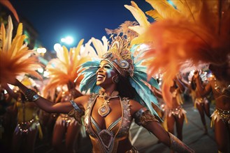 Captivating image capturing the essence of the Rio Carnival, showcasing a dancer adorned in an