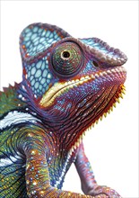 Beautiful chameleon isolated on a white background, AI generated