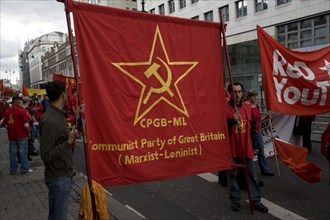 May Day march and rally at Trafalgar Square, London, England, UK May 1st, 2010 Communist Party of