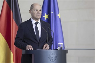 Olaf Scholz (SPD), Federal Chancellor, at a joint press conference with Irakli Kobakhidze, Prime