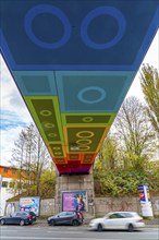 The Rainbow Bridge or Lego Bridge 2.0, over Dahler Straße, B7, undersides of bridges designed by