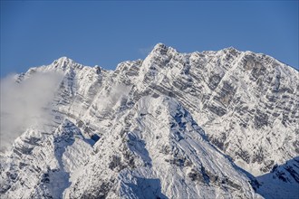 Watzmann summit, Watzmann ridge with snow, from Jenner, Berchtesgaden National Park, Berchtesgaden