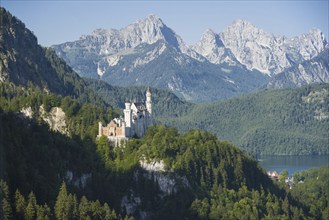 Neuschwanstein Castle, Hohenschwangau near Fuessen, Ostallgaeu, Allgaeu, Bavaria, Germany, Europe