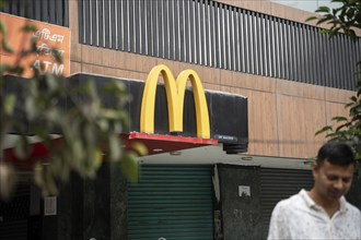 A McDonald's sign outside a McDonald's restaurant on October 26, 2024 in Guwahati, India.