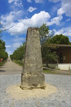 Stele in the biosphere avenue, Albgut, old camp, former military area, biosphere area, Münsingen,