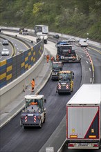 Motorway construction site on the A52 in Essen Basic refurbishment of the motorway, new noise