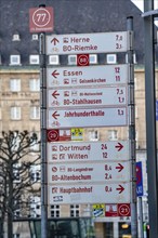 Cycle path network, signposts, junction system, city centre, Bochum, North Rhine-Westphalia,