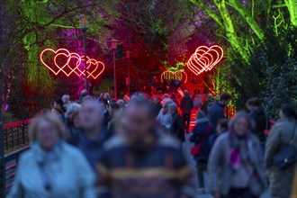 Parkleuchten, event in winter, in the Grugapark in Essen, many different light installations,