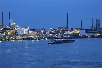 Backdrop of Chempark Leverkusen, Bayer Leverkusen, chemical park, chemical plant, river Rhine,