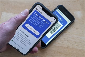 CovPassCheck app, for checking the digital vaccination certificate, on a smartphone, vaccinations