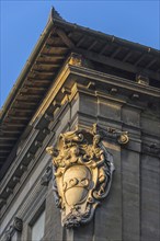 Relief, Coat of arms on house facade, Architecture, Travel, Tourism, Florence, Italy, Europe