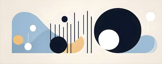 Minimalist illustration featuring abstract shapes to convey fun and ease, wallpaper with blue color