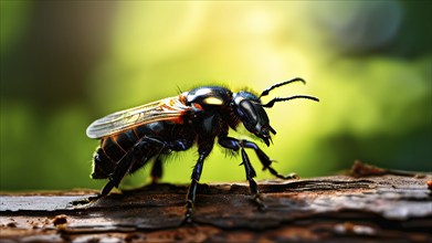 Close up of a bark beetle set against a blurred background, AI generated