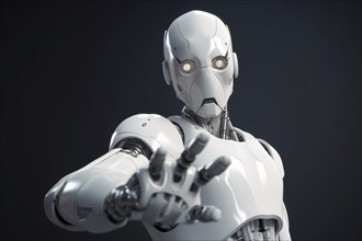 White shocked artificial intelligence android. AI generated