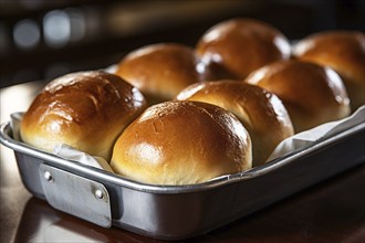 Freshly baked dinner bread rolls. KI generiert, generiert, AI generated