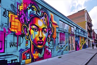 AI generated street art graffiti tour featuring immersive murals and interactive elements in