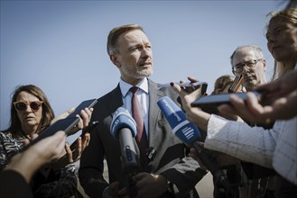 Christian Lindner (FDP), Federal Minister of Finance, photographed during a press statement in