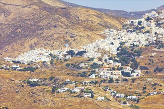 View of the hilltop village of Chora, Chora, Serifos Island, Cyclades Islands, Greece, Europe