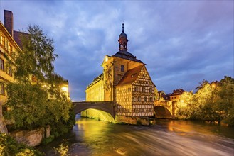 Old Town Hall on an artificial island in the River Regnitz. The landmark can be reached via two