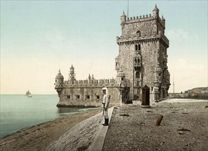 La Torre de Sao Vincente Belem, Lisboa, Lisbon, Portugal, 1890, Historic, digitally restored