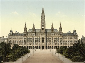 Das Rathaus von Wien, Österreich, digital restaurierte Reproduktion eines Originals aus dem 19.