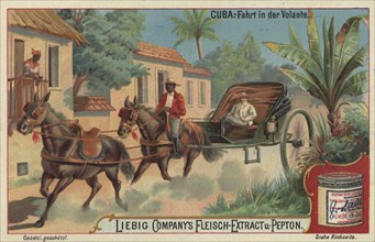 Picture series Scenes from Cuba, landowner in his carriage, Volante, Liebig picture, digitally