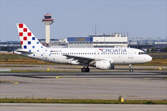 A Croatia Airlines Airbus A319 aircraft with the registration 9A-CTN at Frankfurt Airport, Germany,