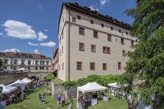 Garden exhibition in the moat of the historic imperial palace, Forchheim, Upper Franconia, Bavaria,