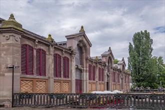 Market hall Marché couvert on the canal, La Petite Venise district, Little Venice, Old Town,