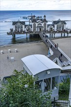 The Sellin pier, 394 metres long, with restaurant, jetty, lift Rügen Island, Mecklenburg-Western