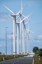 Wind farm on the Nordzeeweg, on a long spit of land between the Maas and the Calandkanaal in the