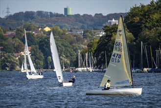 Lake Baldeney in Essen, reservoir of the Ruhr, sailing boats, Essen Sailing Week Sailing Regatta,