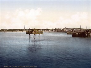 Roulant Bridge in St. Malo, Brittany, France, ca 1890, Historical, digitally restored reproduction