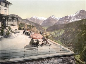 Wetterhorn, from Schynige Platte, Bernese Oberland, Switzerland, Historic, digitally restored