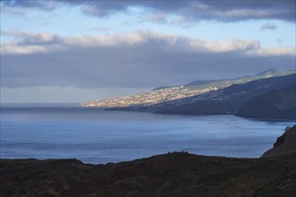 View of Funchal city and Madeira airport in the morning. Madeira, Portugal, Europe