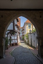 Alley, archway, Kehrwiederturm, Hildesheim, Lower Saxony, Germany, Europe