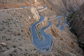 Mountain pass with serpentines, Gorges du Dades, Dades Gorge, Tamellalt, Morocco, Africa