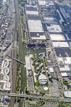 Luft6bild, VW plant Wolfsburg with Autostadt, plant, industry, Lower Saxony, Germany, Europe