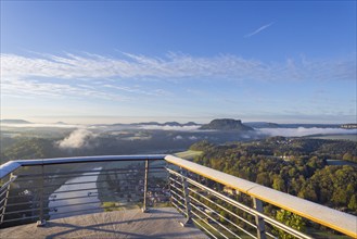 Sunrise in Saxon Switzerland, Rathen, Saxony, Germany, Europe