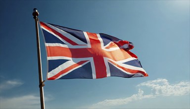 The flag of Great Britain flutters in the wind